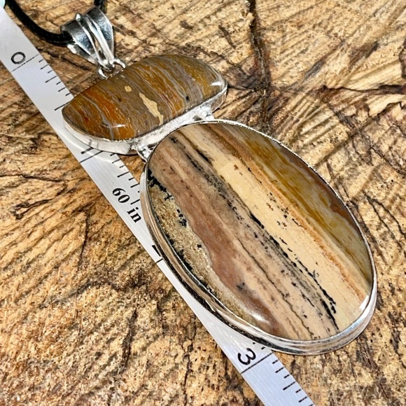 Large Dendritic Jasper Brown Patterned Pendant 3 1/4” - Picture 11 of 13